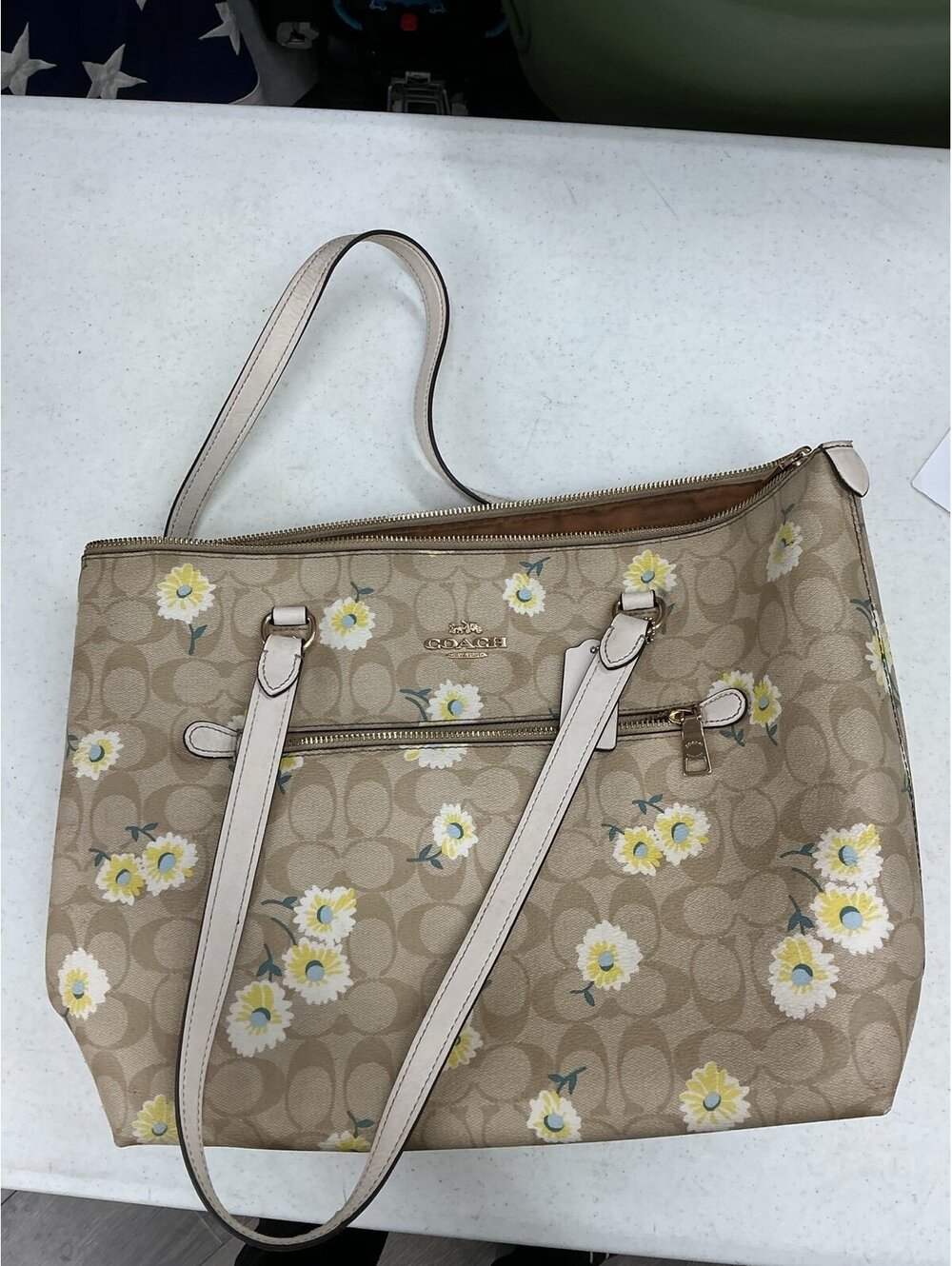 Coach floral print tote bag